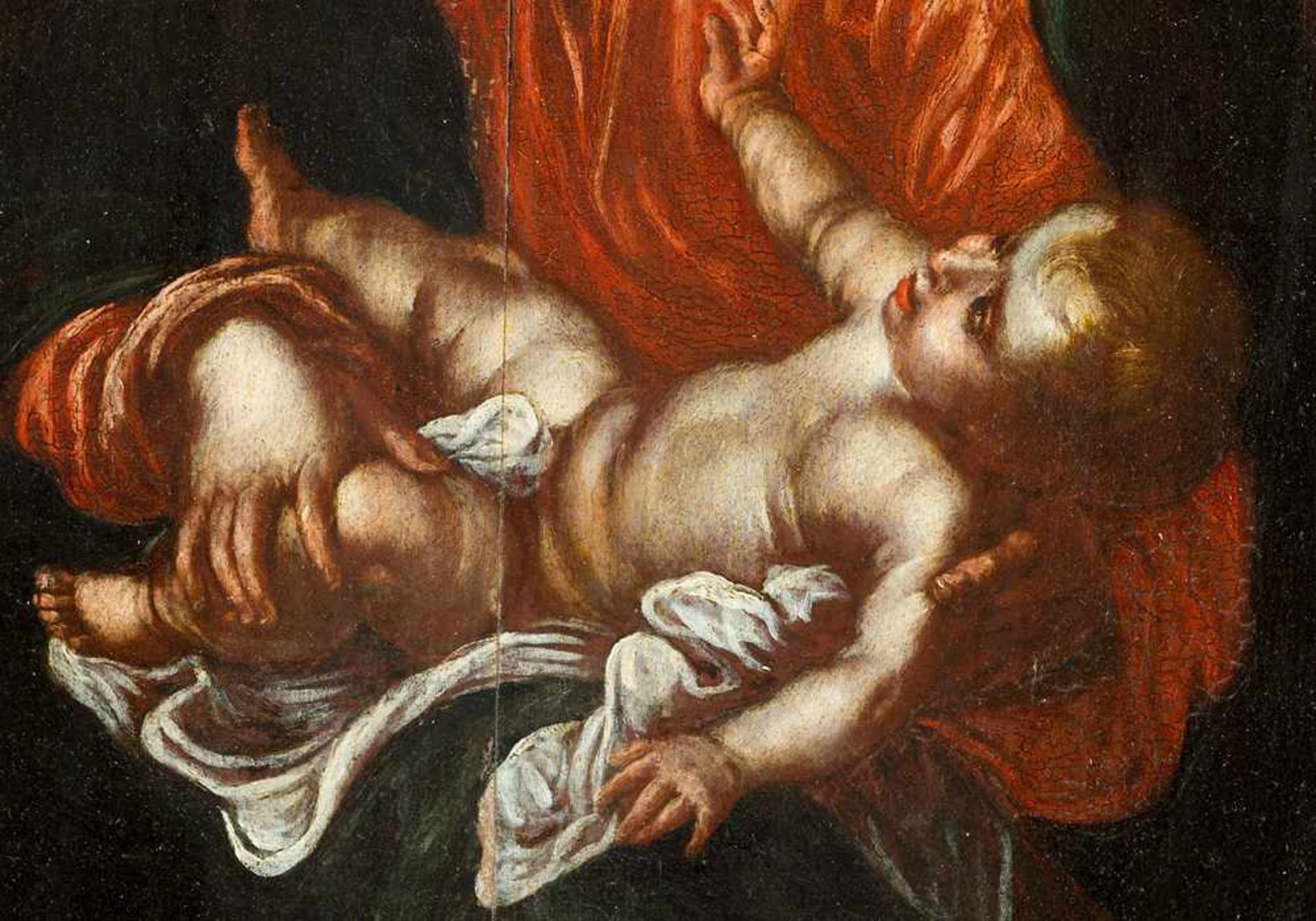 Flemish school 17th Century, Maria with child and Saint Catherine; oil on wooden panel, framed. - Bild 3 aus 3