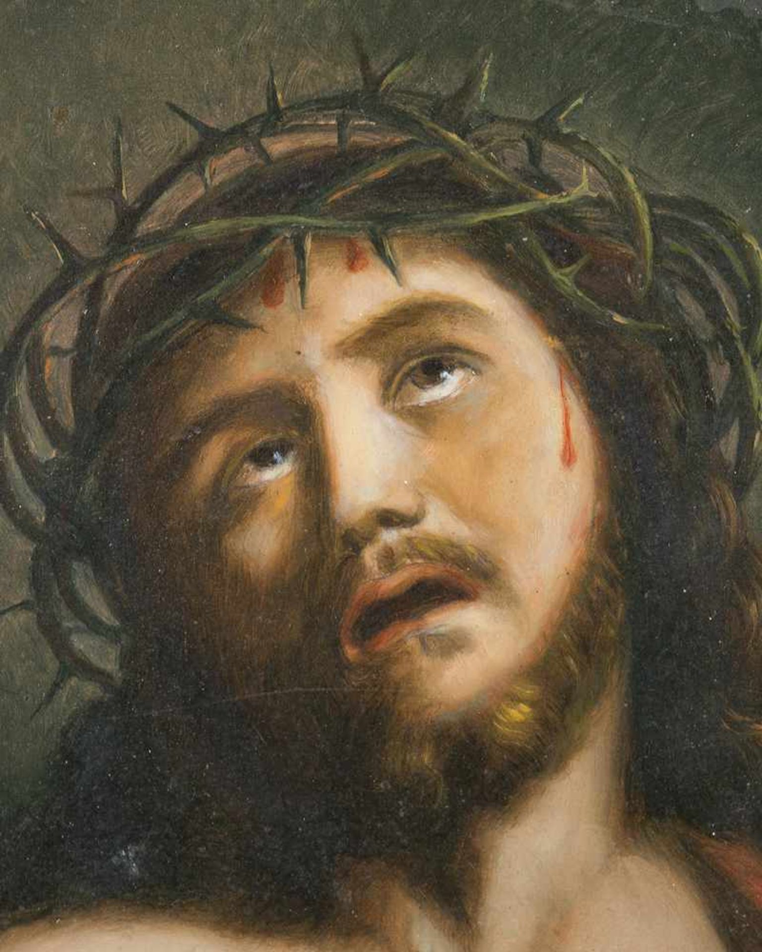 North Italian artist around 1800, Jesus with the Crown of Sorrows; oil on paper, laid down on panel, - Bild 3 aus 3