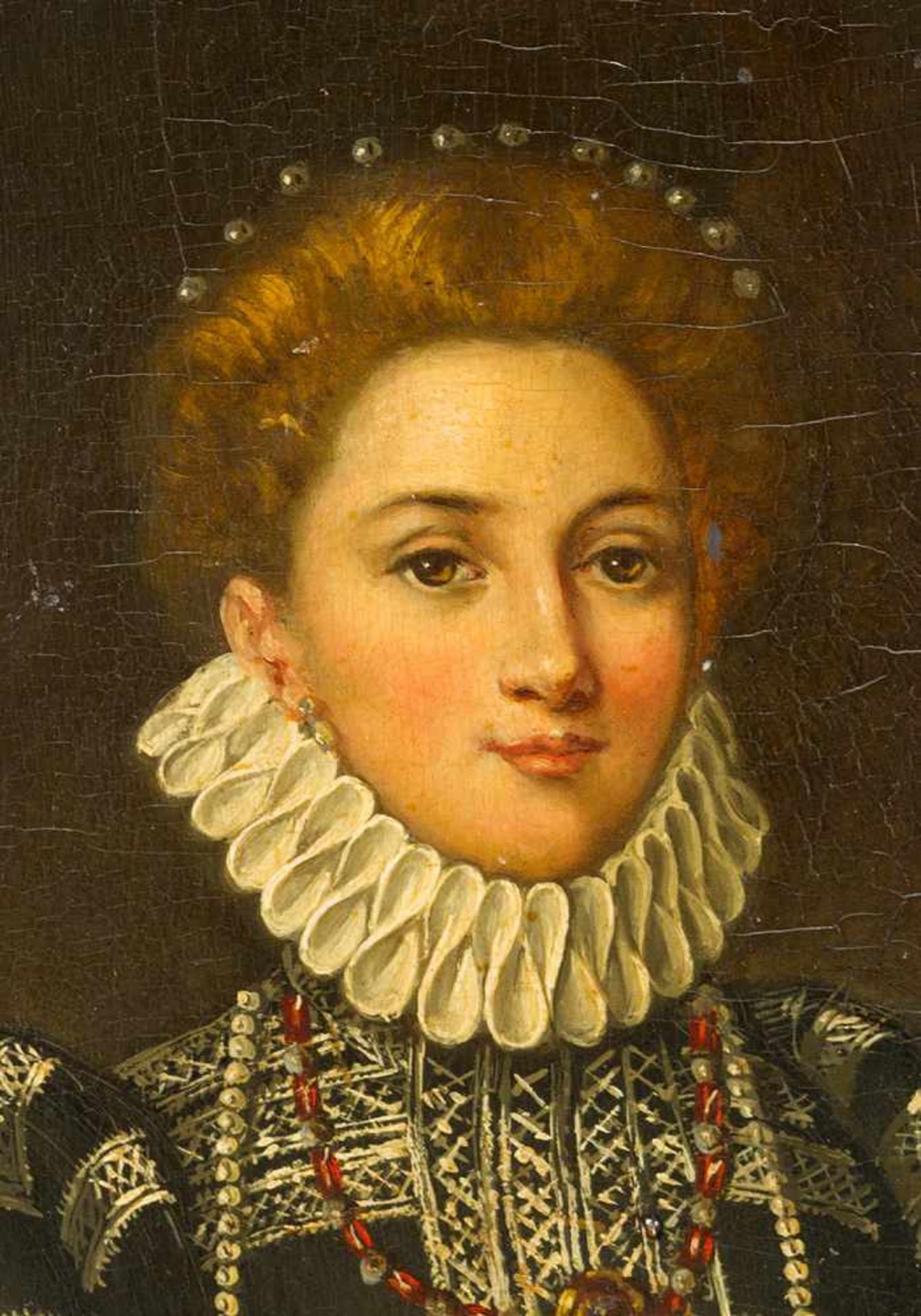 Juan Pantoja de la Cruz (1553-1608)-attributed, Portrait of an aristocratic lady; oil on wooden - Bild 3 aus 3