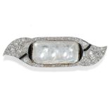 BROCHE, CRISTAL DE ROCHE, ÈMAIL ET DIAMANTS, 1920 ENVIRON