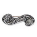 BROCHE EN OR ARGENT ET DIAMANTS