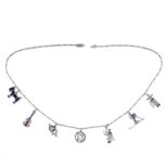 COLLIER AVEC CHARMS EN OR, RUBIS, SAPHIRS ET DIAMANTS