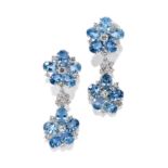 BOUCLES D'OREILLES EN OR, AIGUE-MARINE ET DIAMANTS