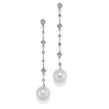 BOUCLES D'OREILLES AVEC DIAMANTS ET PERLES