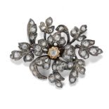 BROCHE EN OR ARGENT ET DIAMANTS