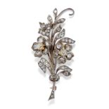 BROCHE EN OR ARGENT ET DIAMANTS