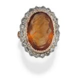 BAGUE AVEC CITRINE ET DIAMANTS