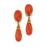 BOUCLES D'OREILLES PENDENTIF CORAIL