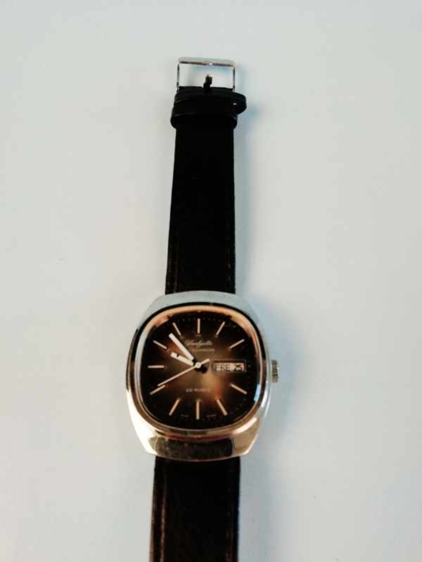 Armbanduhr "Glashütte Spezichron"Metall, Vintage, Automatik, Datum, 63,6g, Werkservice wird