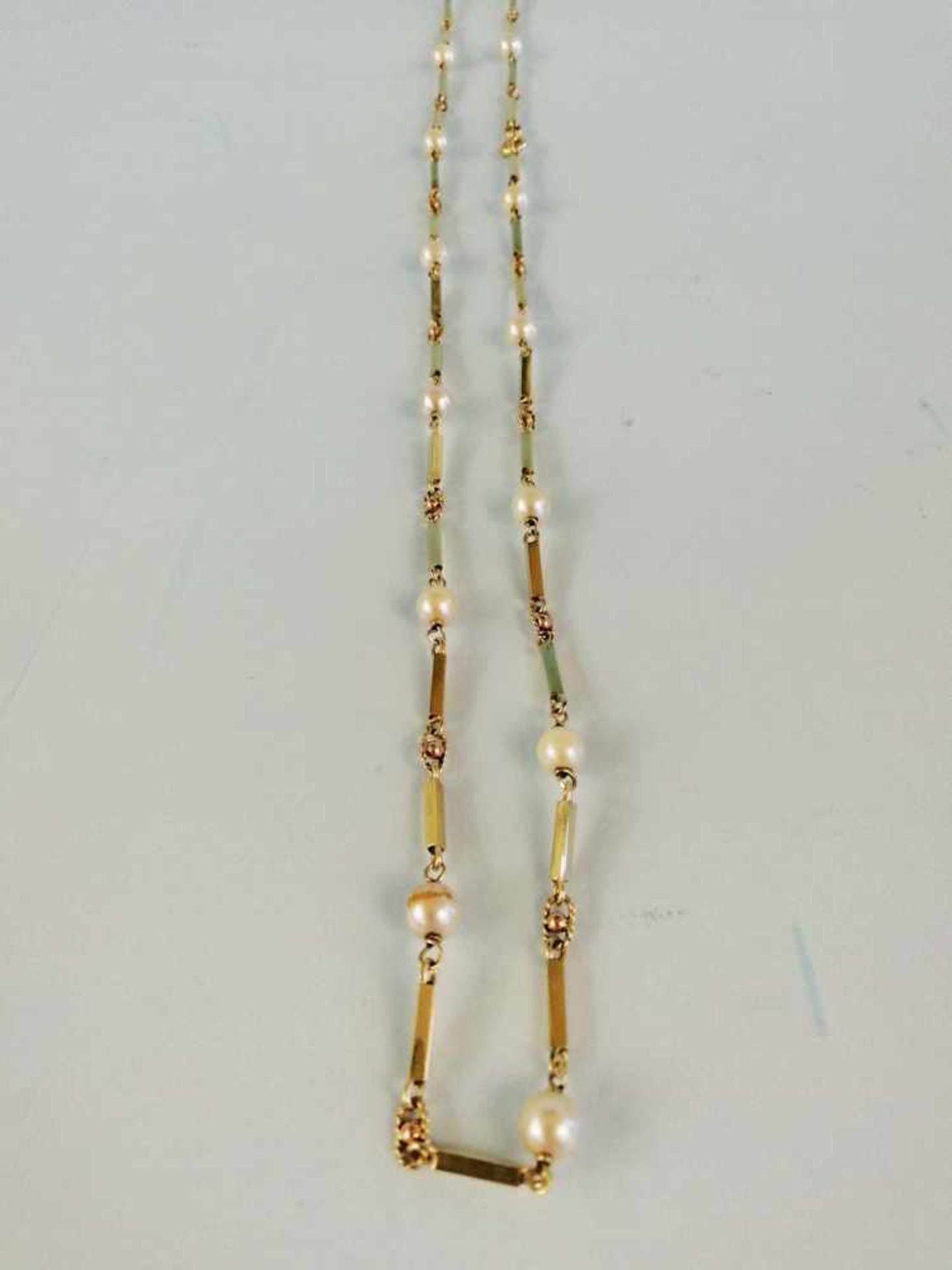 HalsketteGold 585, Süßwasserkulturperlen, Länge 80cm, 21,5g;