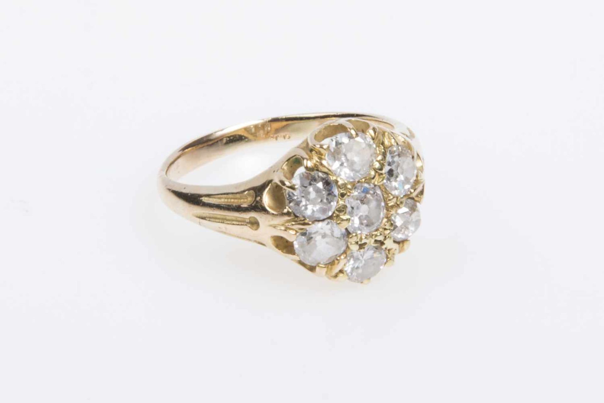 DamenringGold 585, Altschliffbrillanten und Brillanten zus. ca. 1,30ct., RW 53, 4,7g;