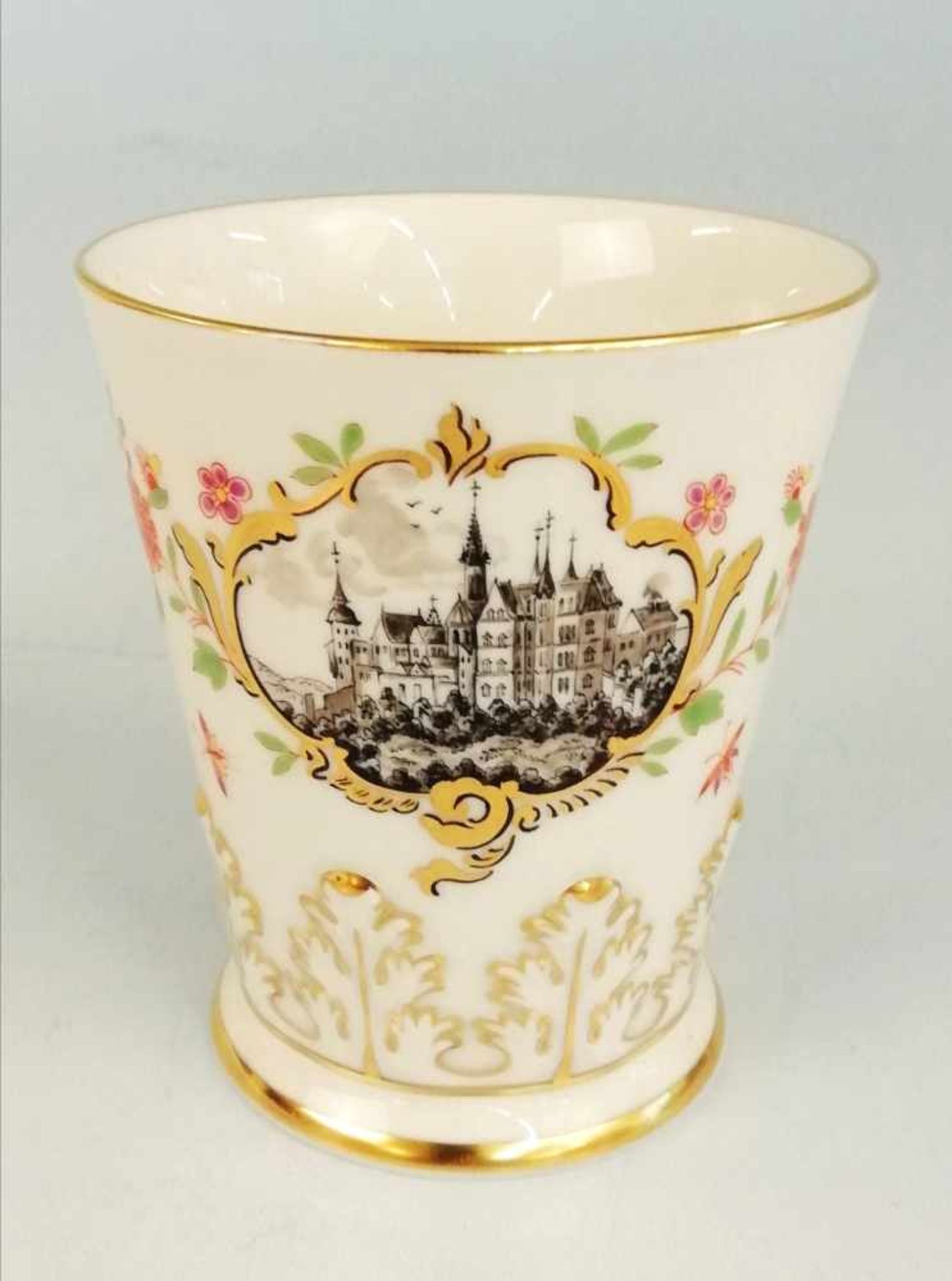 Meissen-Bechermit Dresden Ansicht, Porzellan, Sammler Edition 1998/1999, 1.Wahl, Höhe 10 cm, Dm.8