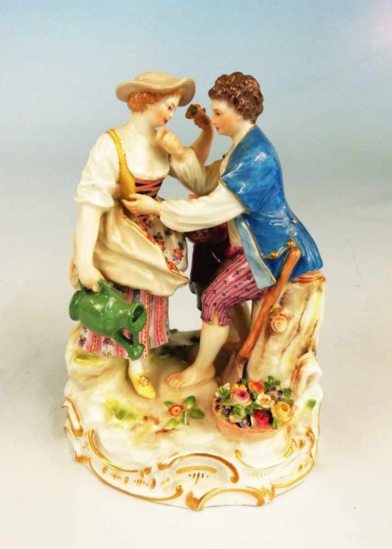 Figurengruppe MeissenPorzellan, ca. 1815-1924, B28, 144, polychrom bemalt, goldstaffiert, - Bild 3 aus 3