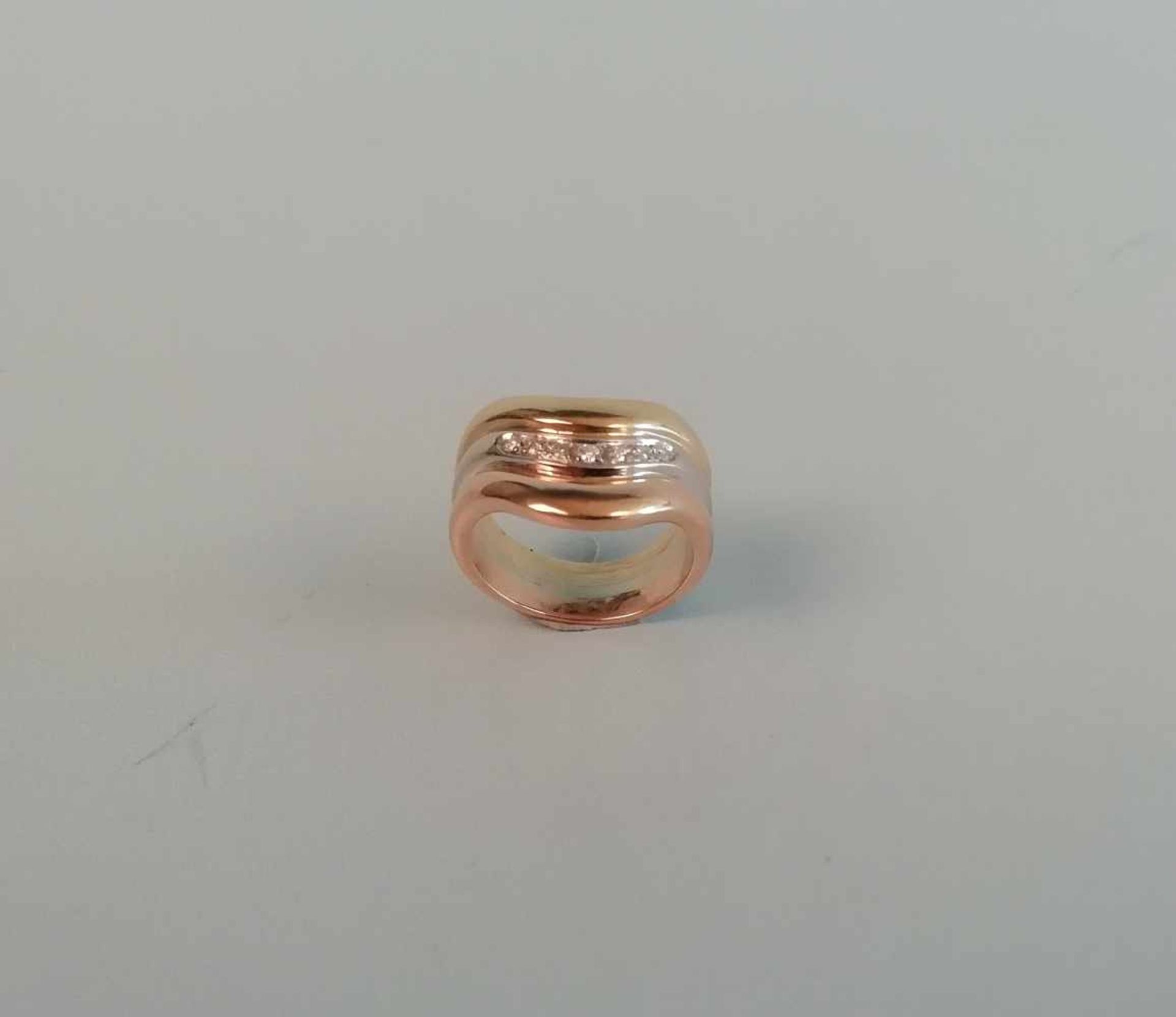 BrillantdamenringGold/Weißgold/Roségold 7501, Brillanten zus. 0,20 ct, RW 55, 12,1 g, gebraucht;