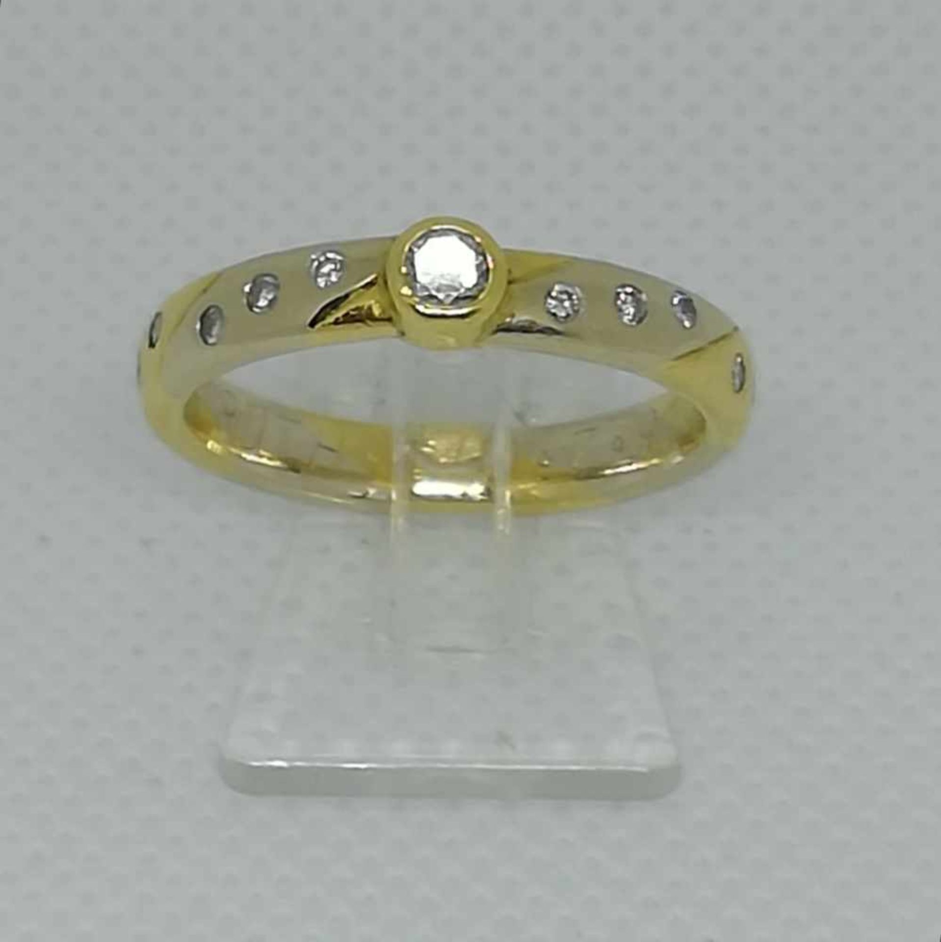 Brillant-DamenringGold 750 mit Brillanten zus.ca.0,35ct., RW 55, 5,3 g ,Innengravur, gebraucht;