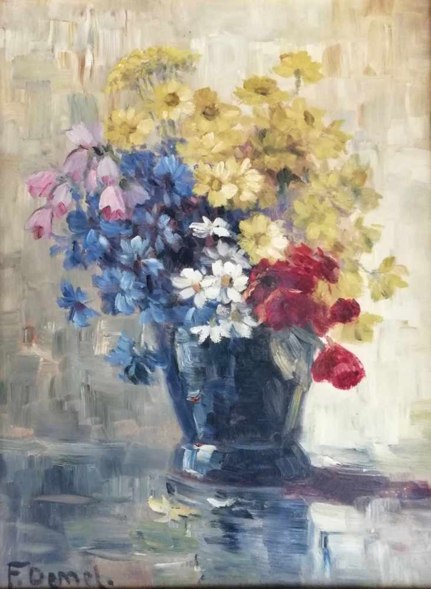 Franz Demel (Wien 1878-1947),Blumenstrauss in Vase, Öl auf Platte, 43,5X33 cm, gerahmt;