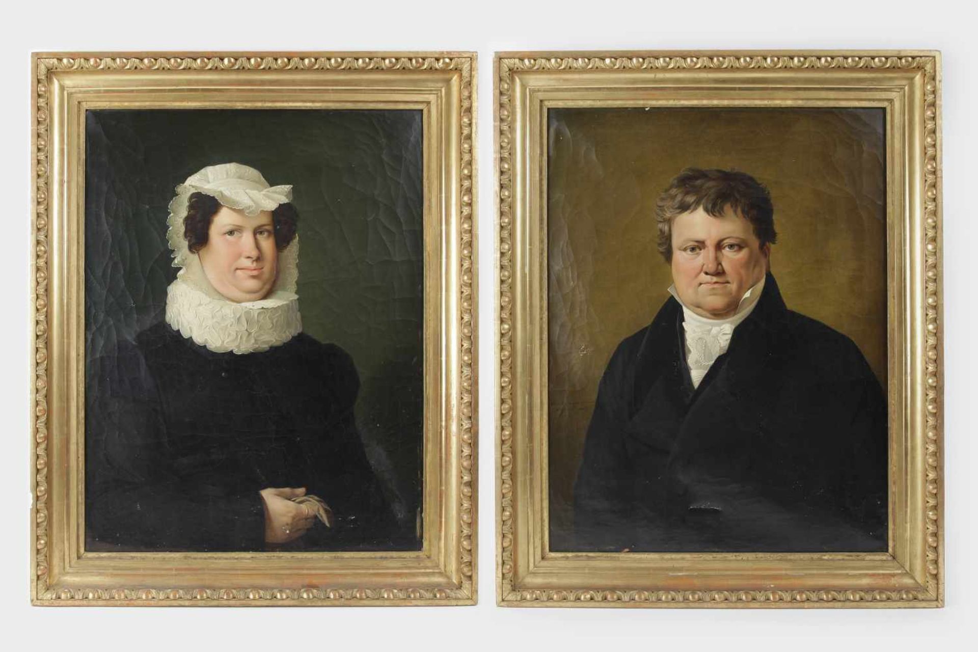 Künstler 1.Hälfte 19.Jh.,2 Biedermeier-Porträts um 1820/40, Öl auf Leinwand, rückseitiger