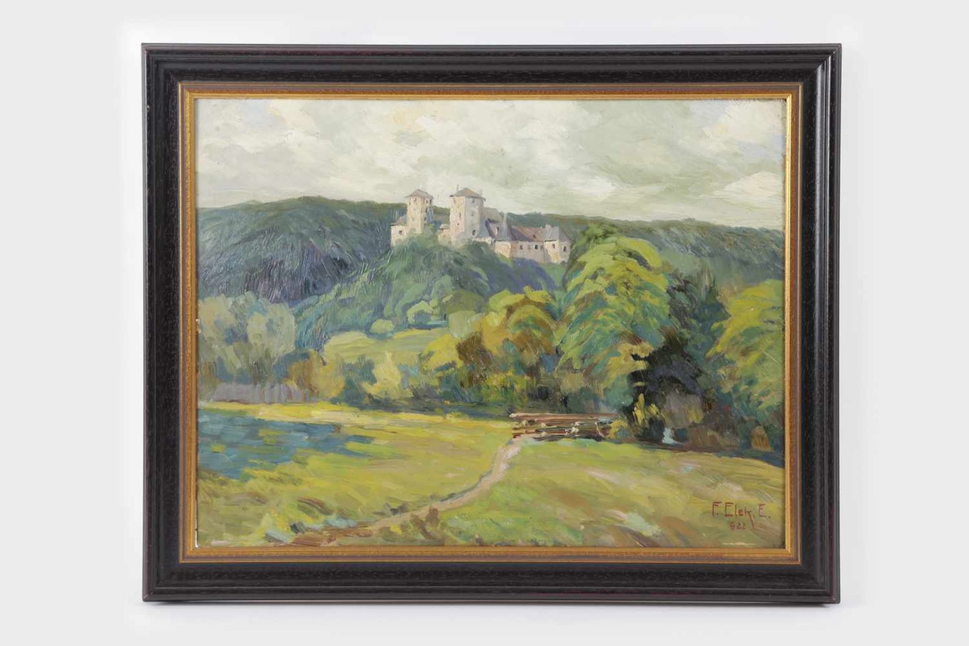 Franz Ellek Eiwek (1883-1995 Eisenstadt)Burg Lockenhaus, Öl auf Karton, signiert F.Elek E.,