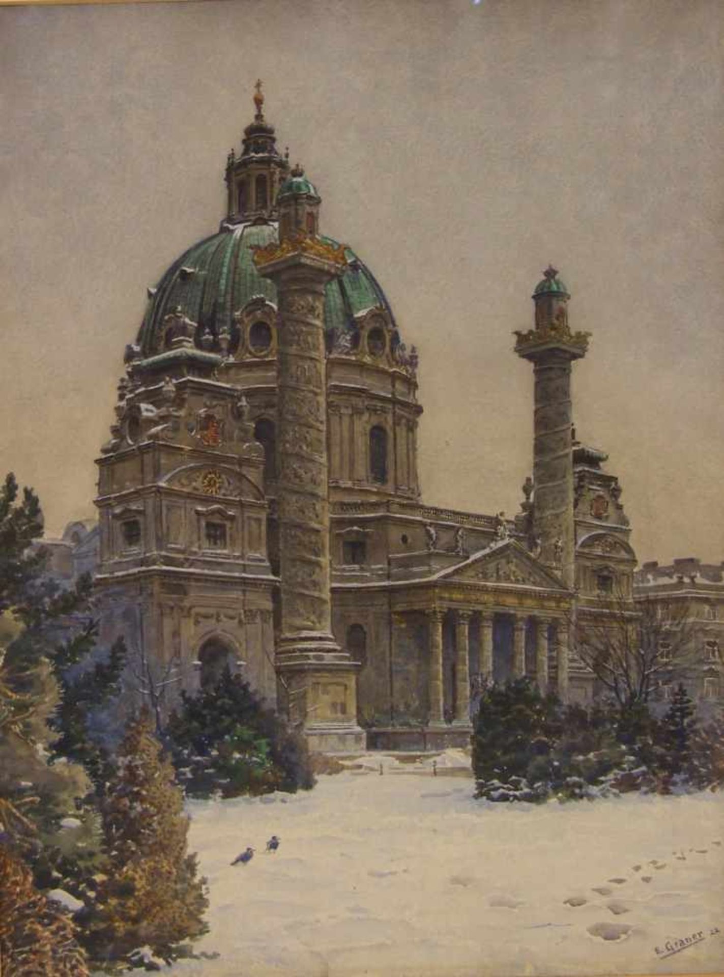 Ernst Graner (Werdau, Sachsen 1865-1943 Wien)Karlskirche in Wien, signiert und datiert E.Graner (