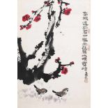Sparrows and cherry treeSparrows and cherry tree72 × 46 cmsigned lower right, in artist's stampSun