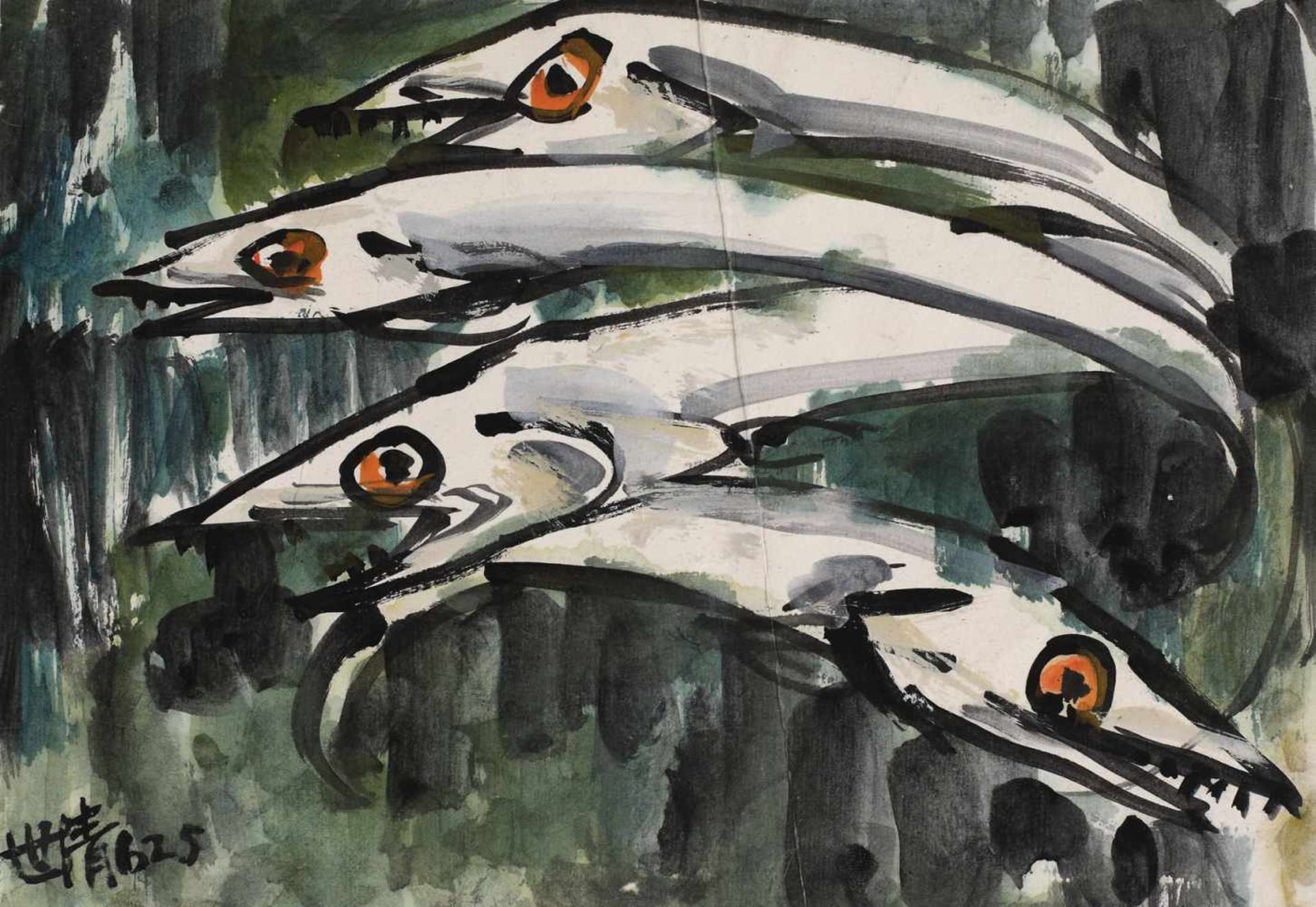 Predatory fishPredatory fish16,5 × 24 cmsigned lower left, ”Shiqing625”From painter Eugen Popa's