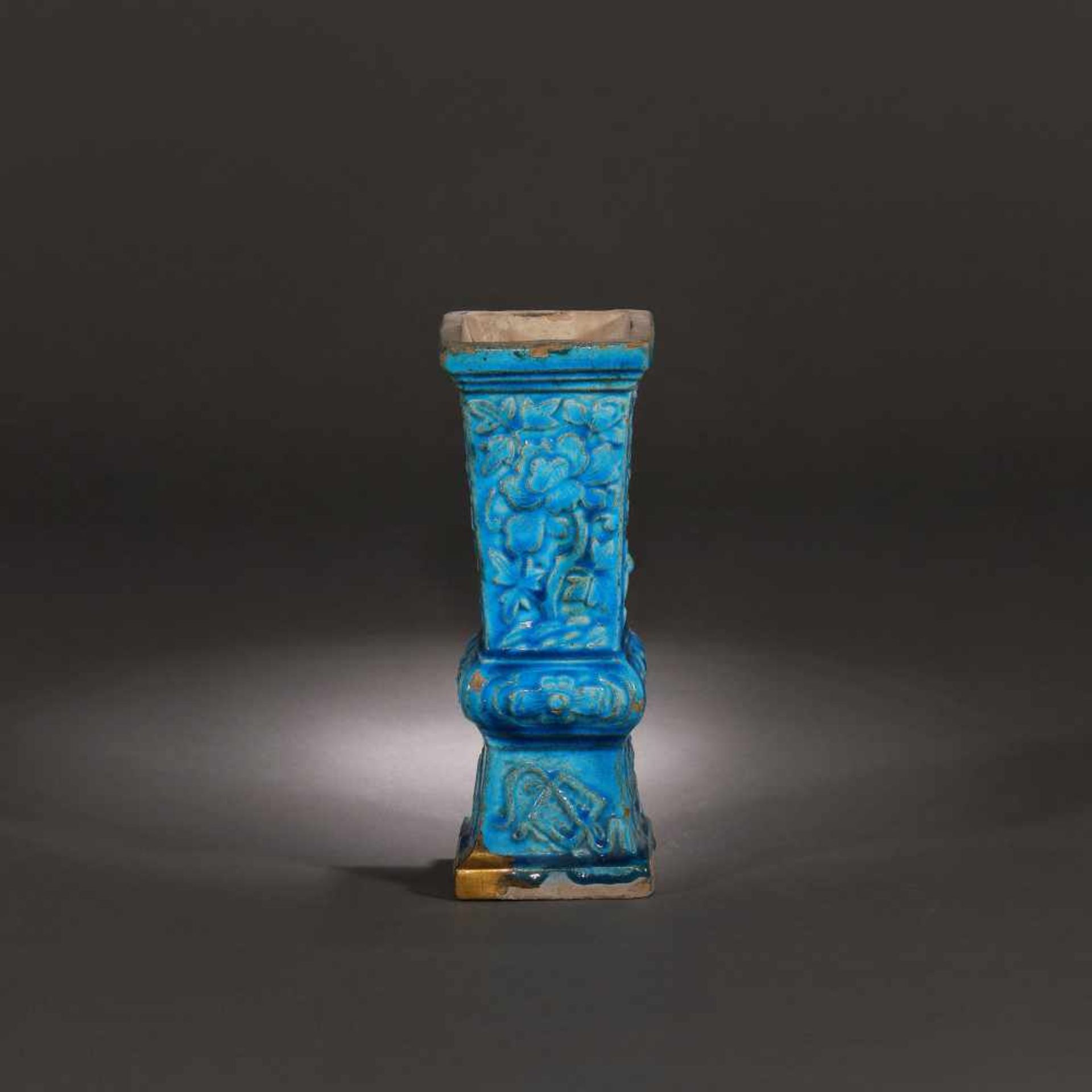 Two Fahua ceramic vessels, turquoise glaze, decorated with floral motifs, the Ming Dynasty Era, - Bild 7 aus 7