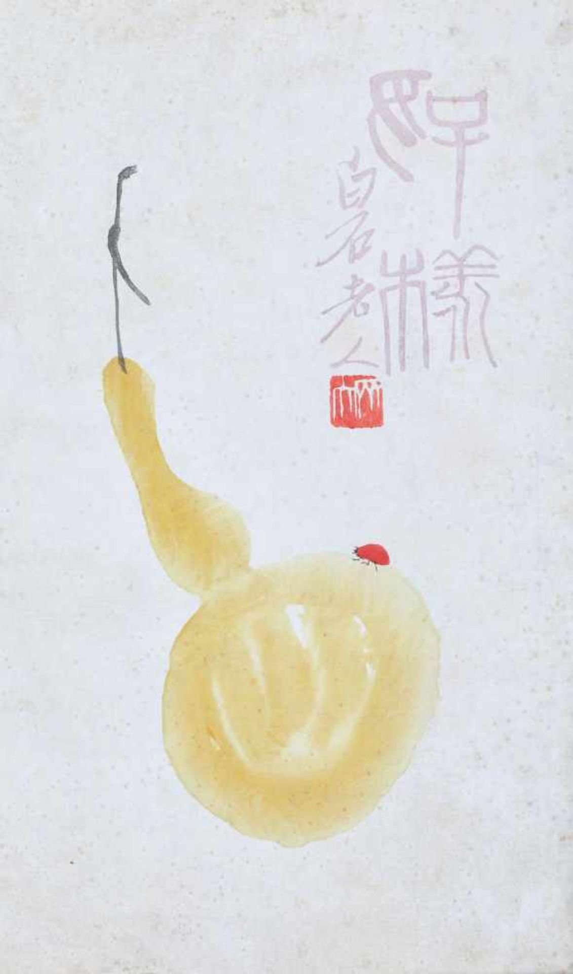 Pear and ladybugPear and ladybug31,5 × 21,5 cmsigned upper right, ”Baishi” și in artist's stampQi