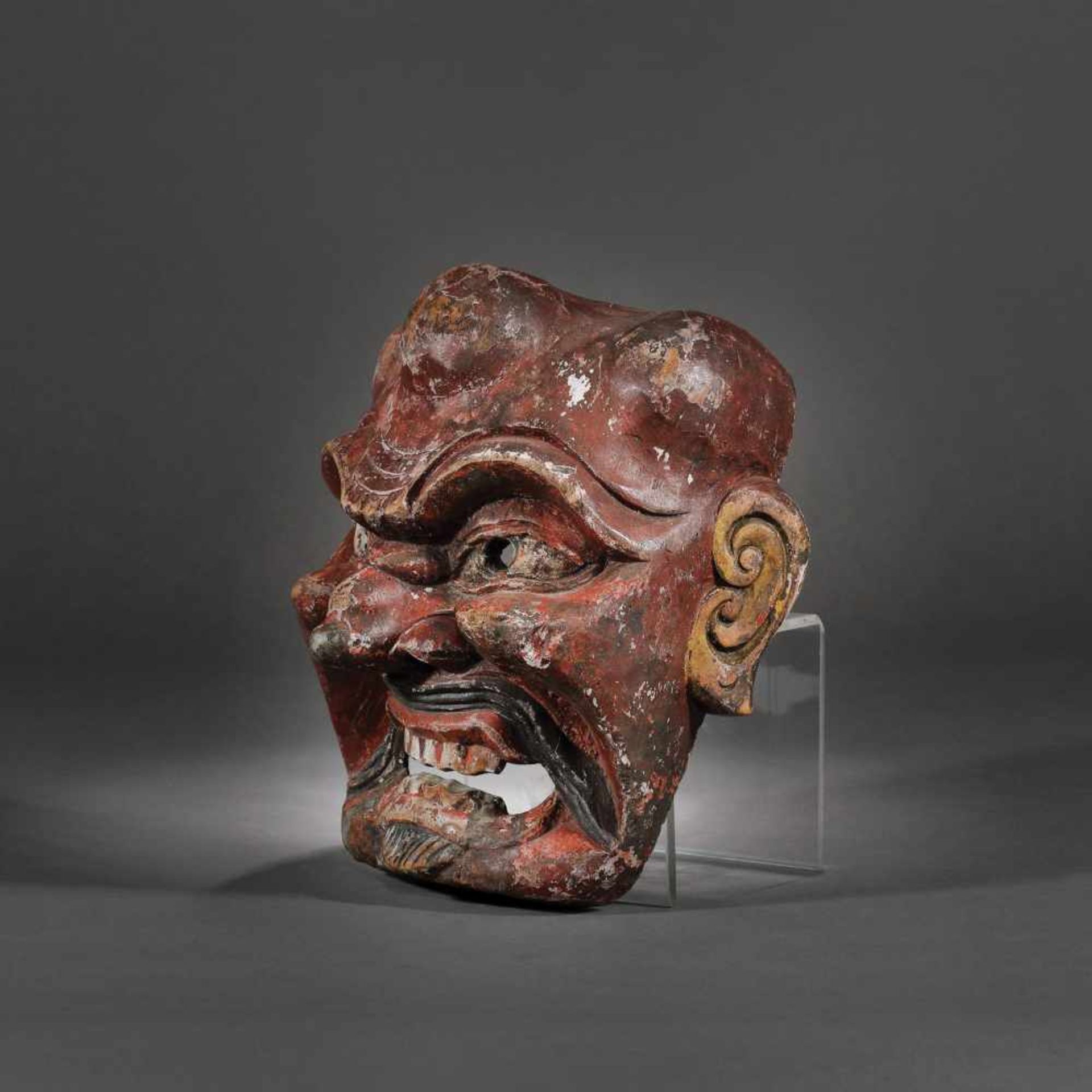 Noh Theatre wooden mask, Meiji Era, Japan, the end of the 19th centuryNoh Theatre wooden mask, Meiji - Bild 3 aus 4