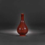 Bottle porcelain vessel with copper-red glaze with metallic pigments, Kangxi mark, Kangxi Period,