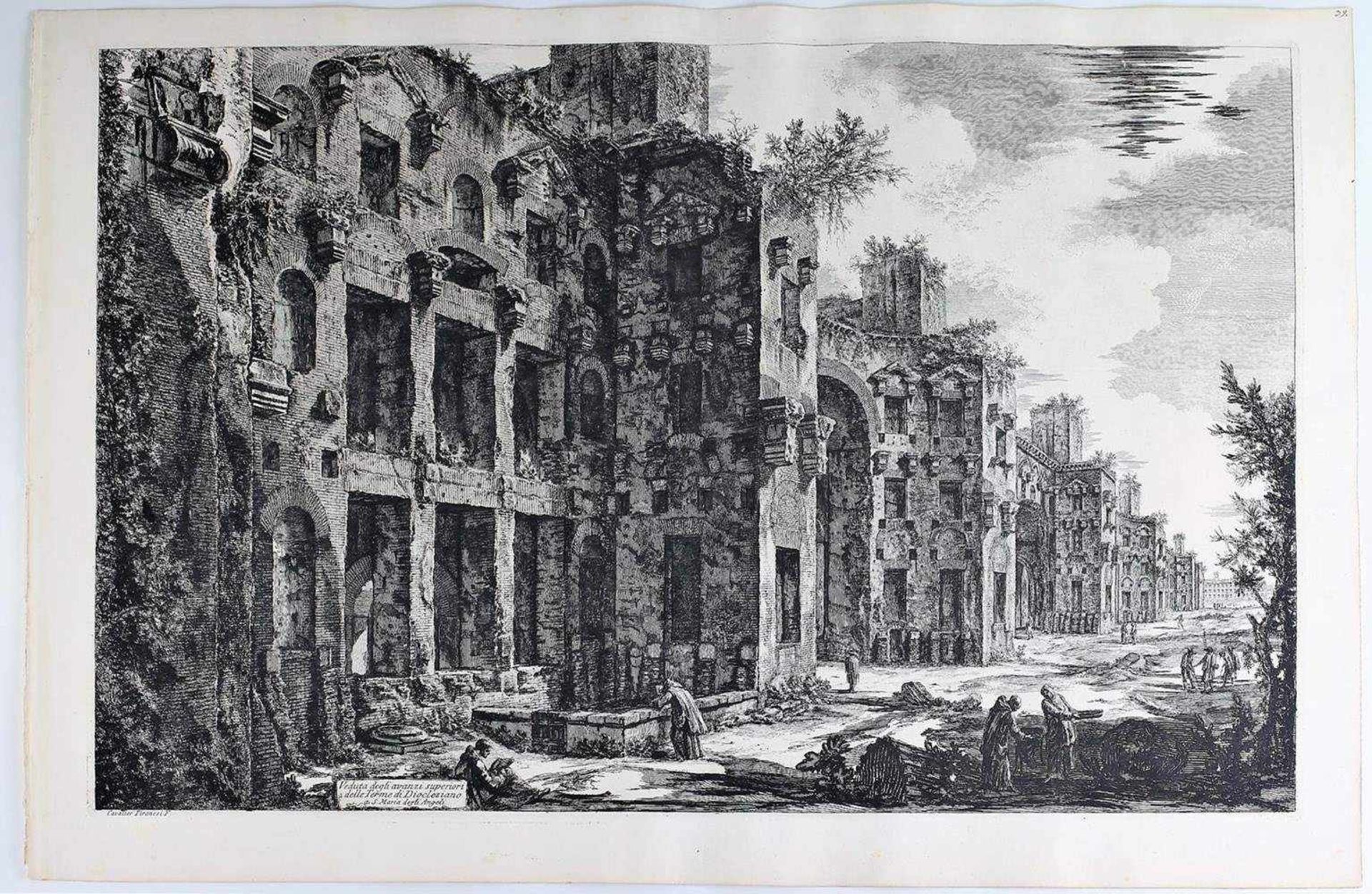 Piranesi, Veduta degli avanzi superiori delle Terme di Diocliziano, Roma. Mid XVIII century.