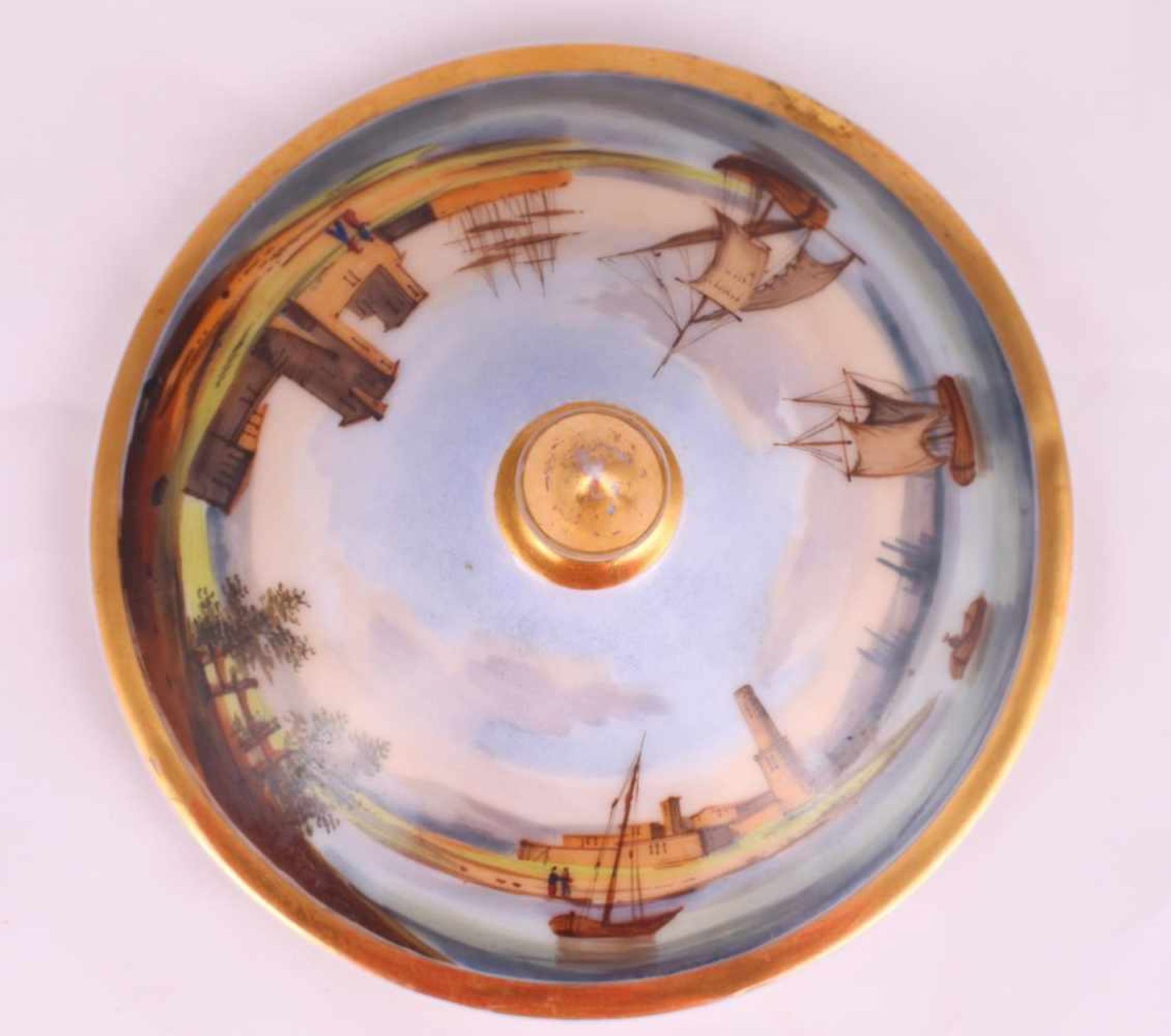 Sugar bowl "Entrance to the bay". Imperial Porcelain Factory.St. Petersburg. 1820s. Porcelain, - Image 4 of 5