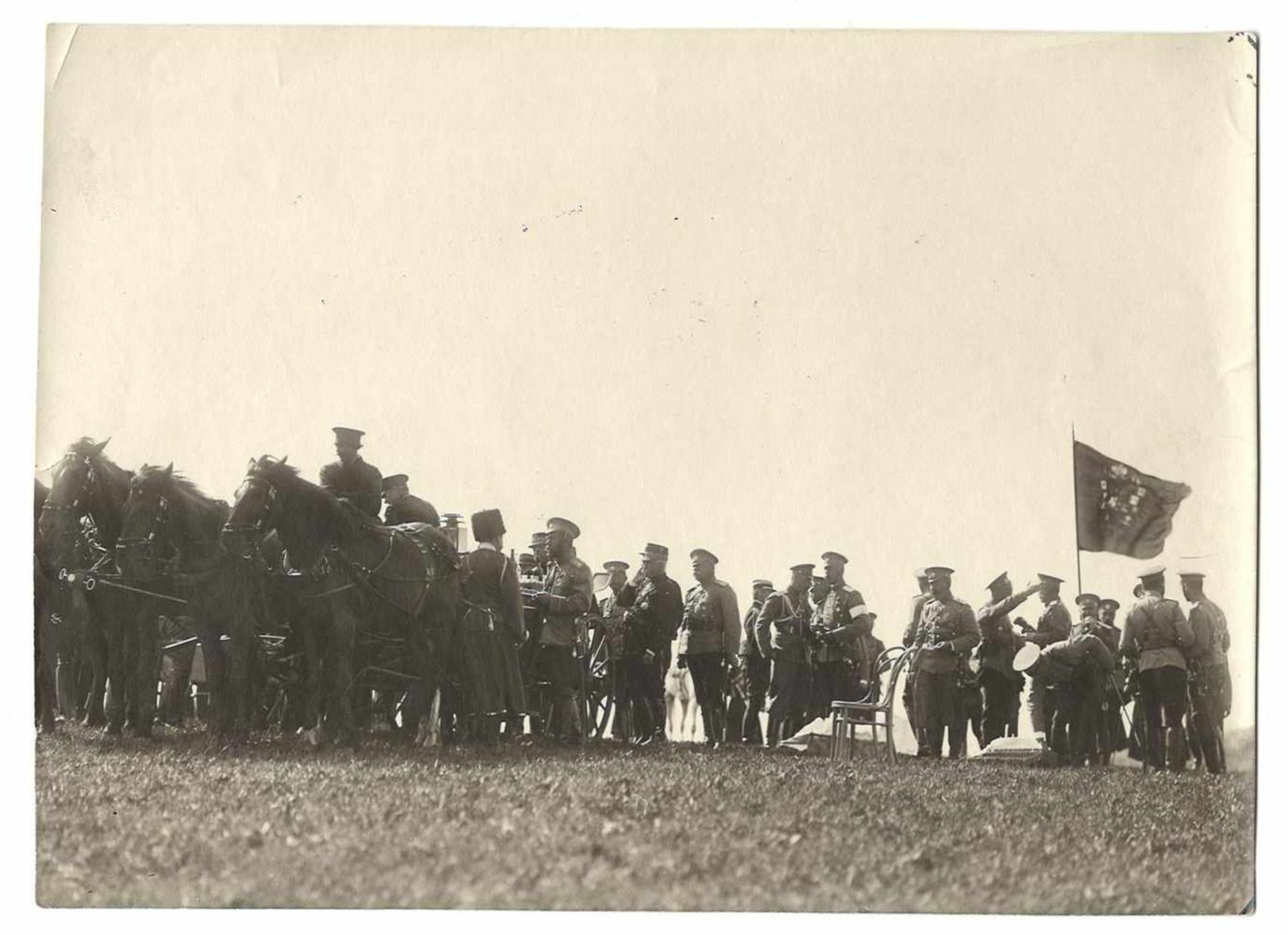 Karl Bulla. Nicholas II and French general officers on a halt. Krasnoye Selo, 1913. Photograph.