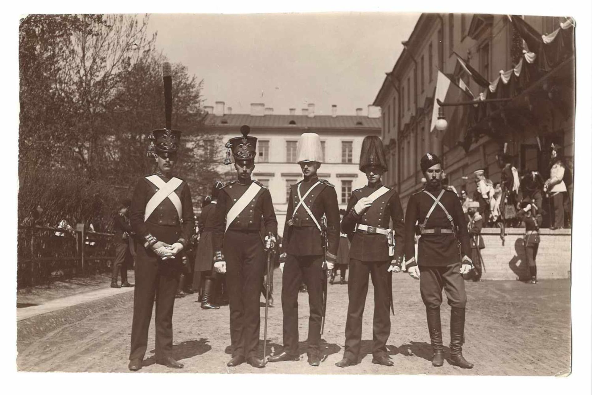 Karl Bulla. A group of junkers in historical uniforms on the day of the celebration of the 75th