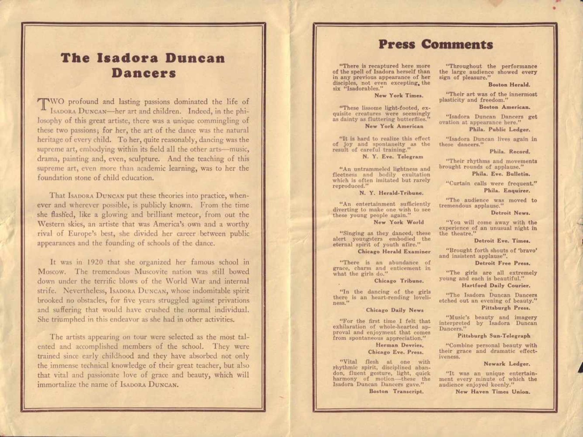 Isadora Duncan. Souvenir program [Isadora Duncan dancers from Moscow]. 1929 - 1930.Souvenir program. - Bild 3 aus 3