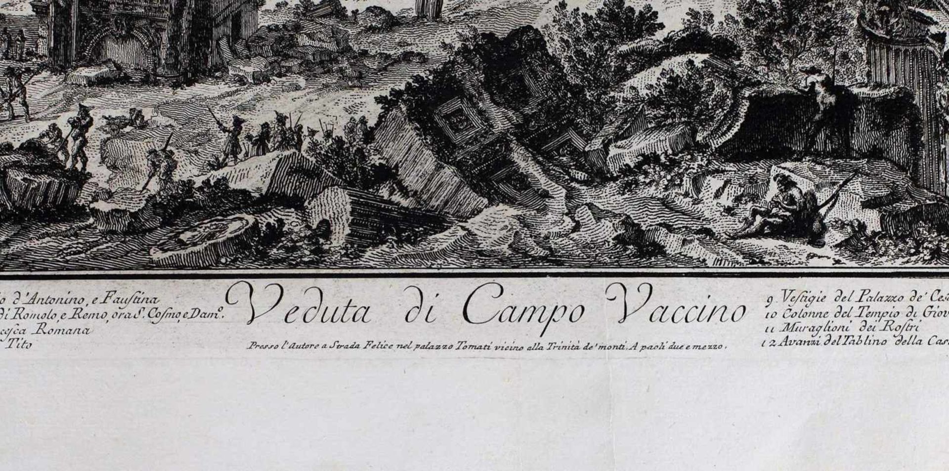 Piranesi, G.B. Veduta di Campo Vaccino, Roma. Mid XVIII century. Engraving on copper, Laid - Bild 3 aus 3