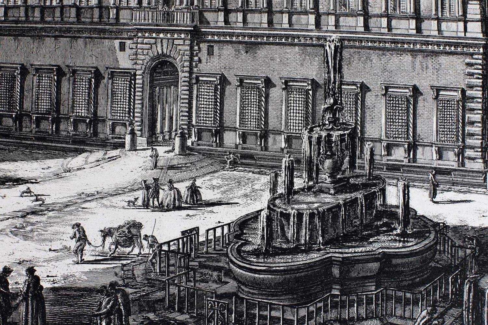 Piranesi, Veduta del Palazzo Farnese, Roma. Mid XVIII century. Engraving on copper, Laid paper. - 53 - Image 3 of 3