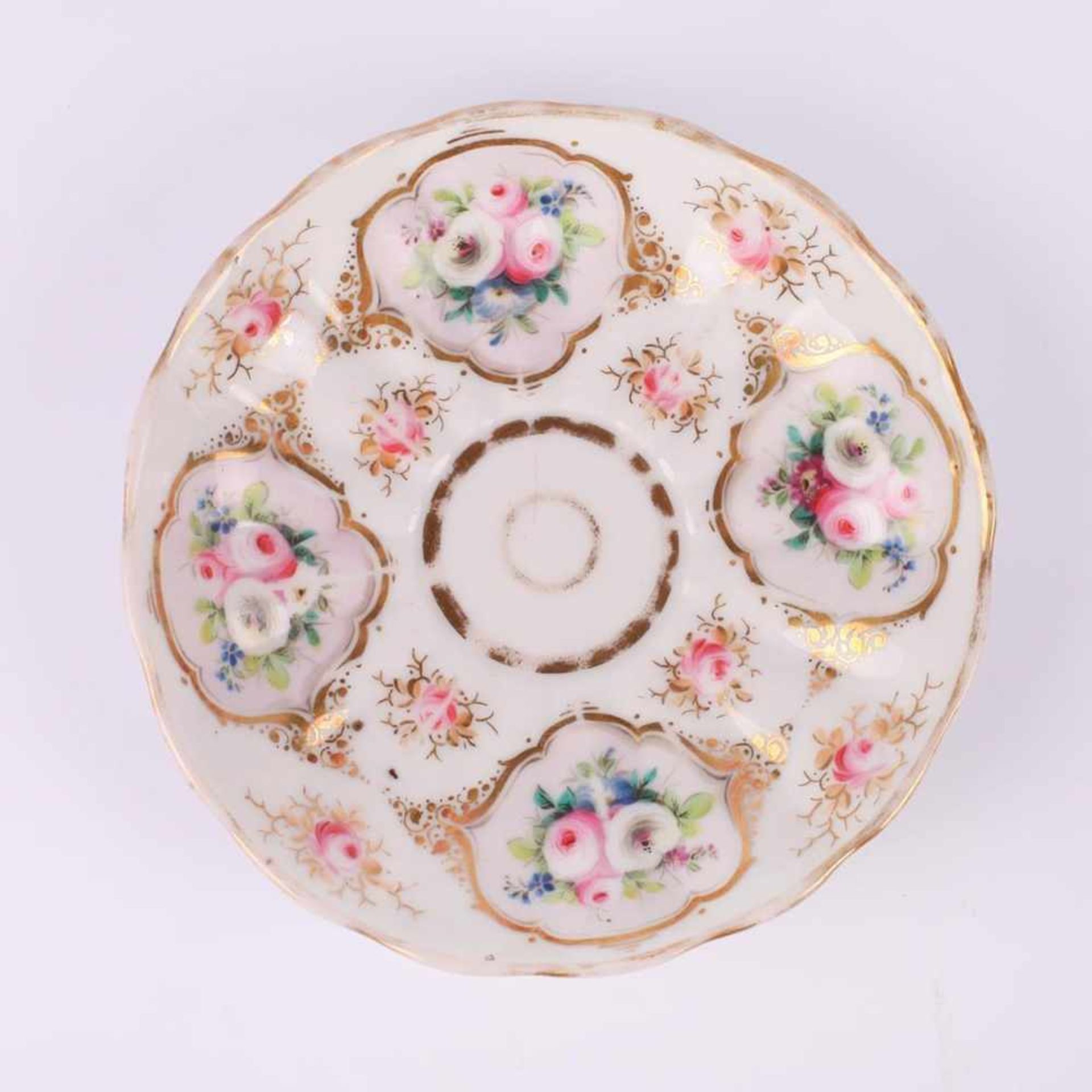 Tea cup and saucer set with flower painting. Kudinov Porceline Factory (?). Russia. 1820s. - Image 8 of 10