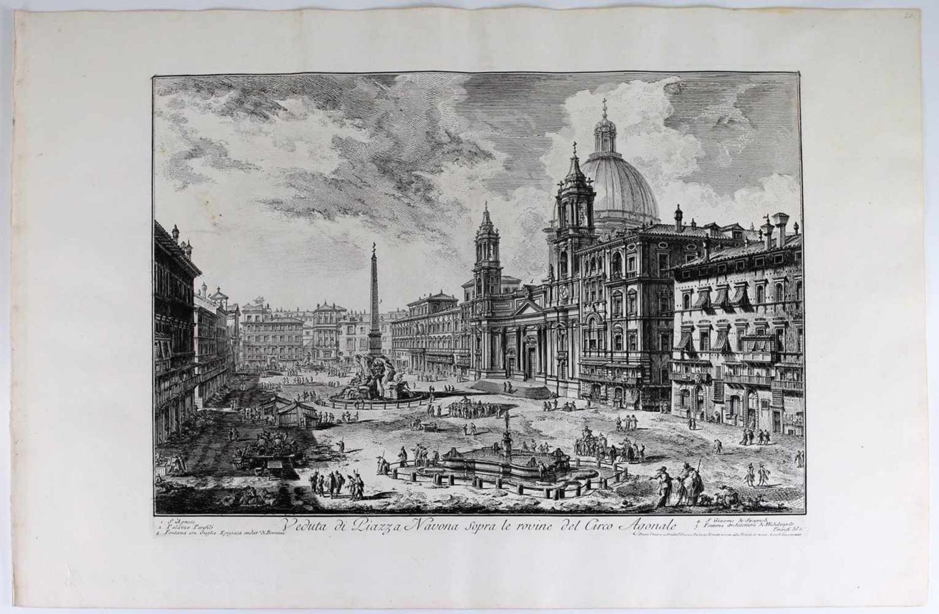 Piranesi, G.B. Veduta di Piazza Navona, Roma. Mid XVIII century. Engraving on copper, Laid