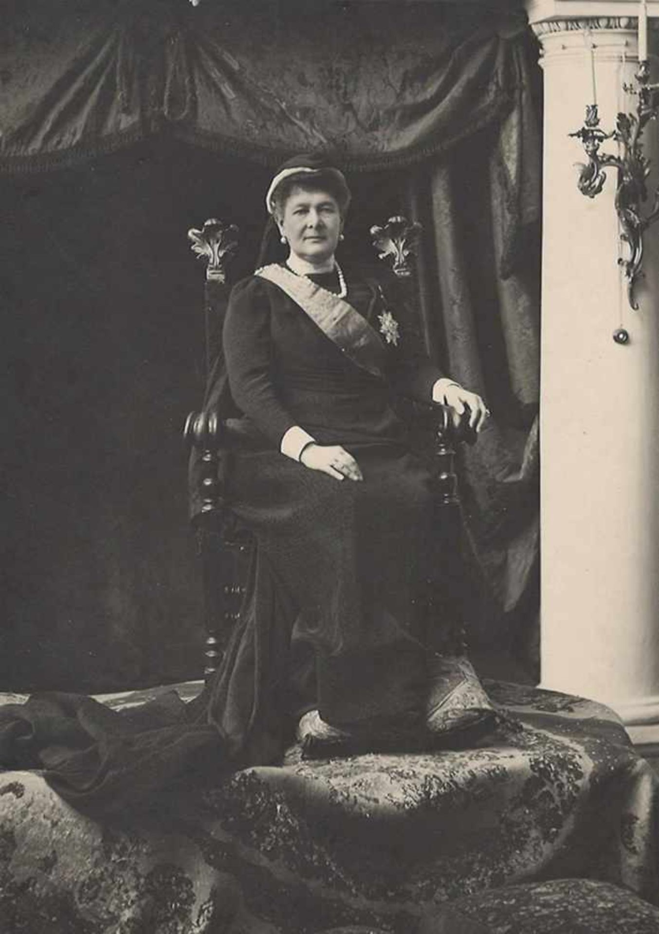 [Russian; Tsar] The Grand Duchess Maria Pavlovna poses for the portrait in the artist's studio,