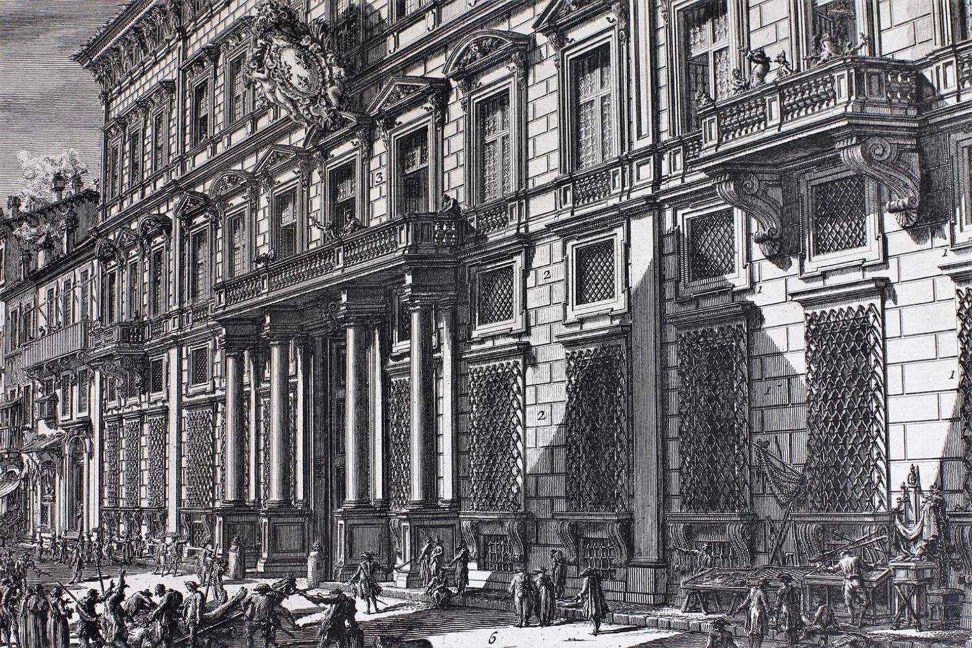 Piranesi, G.B. Veduta del Palazzo Deli Academia, Roma. Mid XVIII century. Engraving on copper, - Bild 3 aus 3