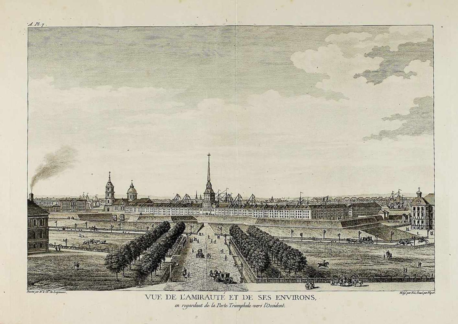 View of the Admiralty. Late XVIII-early XIX century. Engraving. - 1 sheet; 30,5x49 cmThe inscription