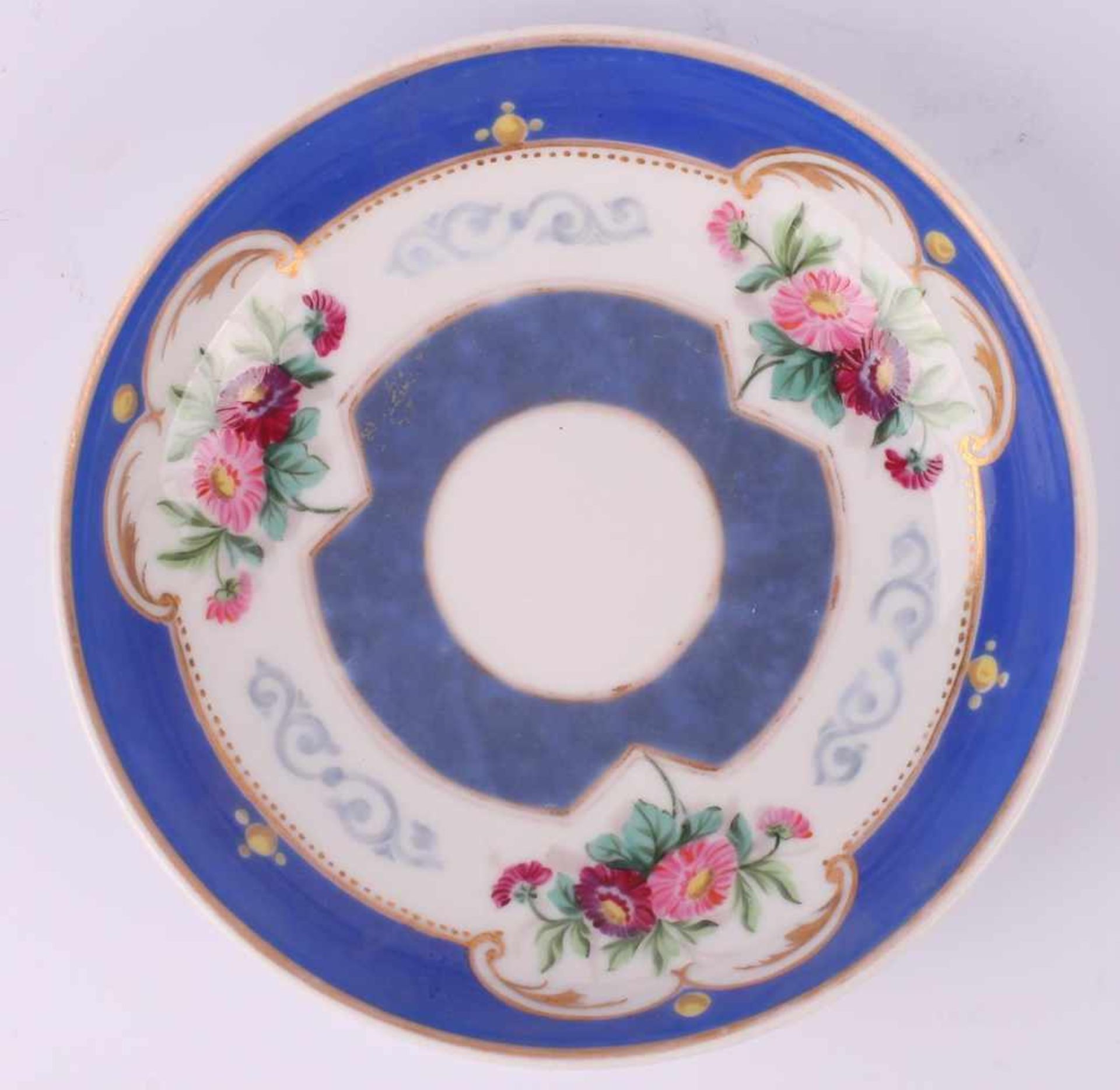 Tea cup and saucer set with floral painting. Russia. 1890s. Porcelain, painting, gilding. Cup: 5x8 - Image 5 of 13
