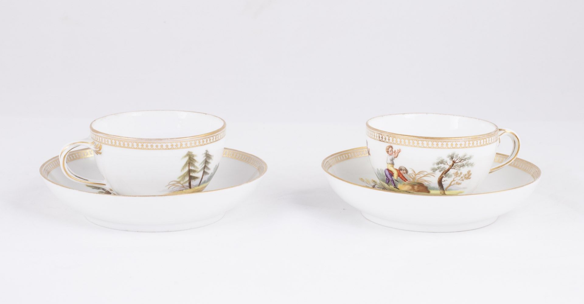 Two tea cup and saucer sets "A child's play". Popov. Moscow. 1850s. Porcelain, gilding, painting. - Bild 8 aus 8
