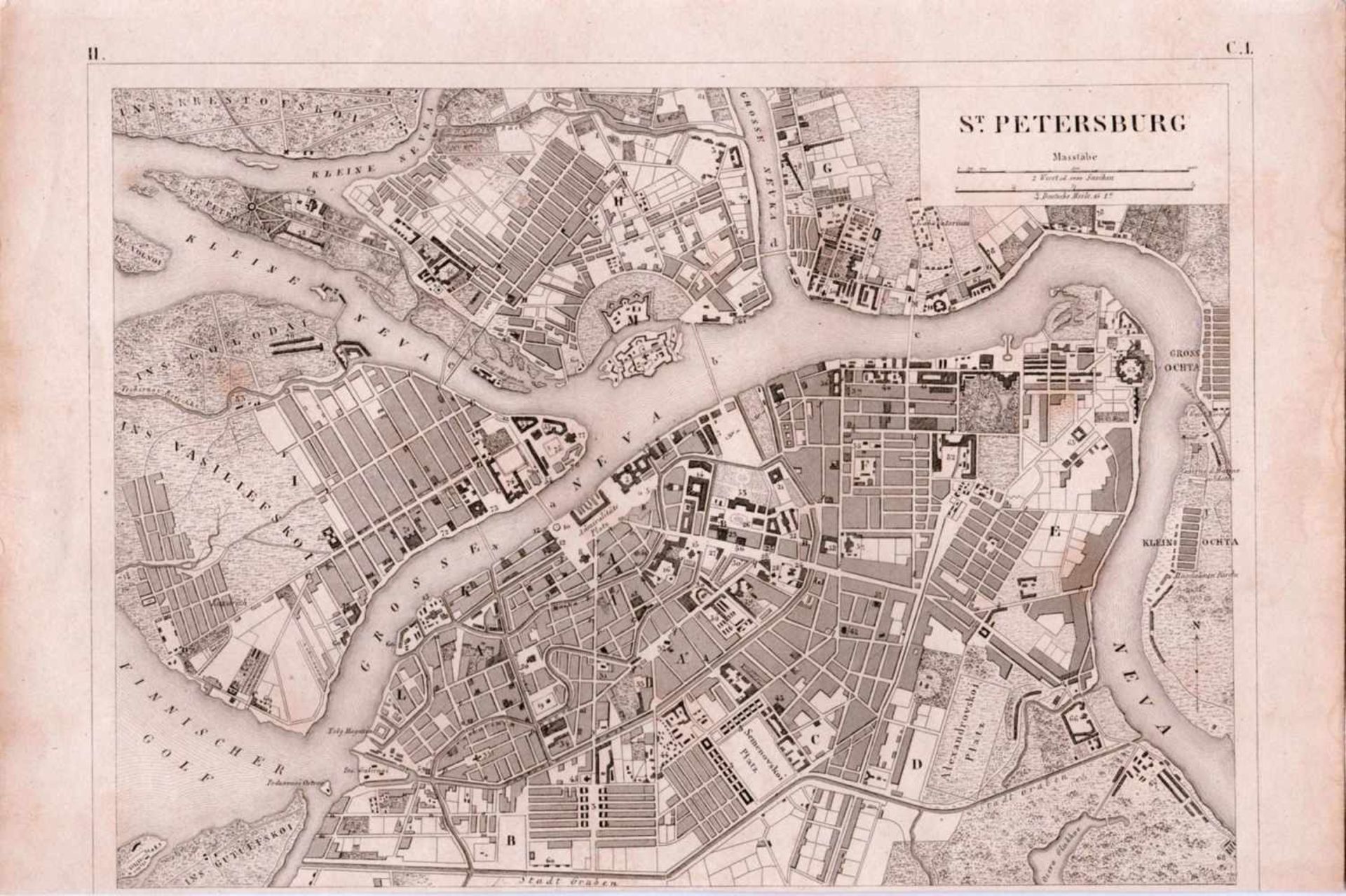 The map of surroundings of Gulf of Finland and the plans of St. Petersburg. 18-19 c. 4 engravings. - - Bild 4 aus 4