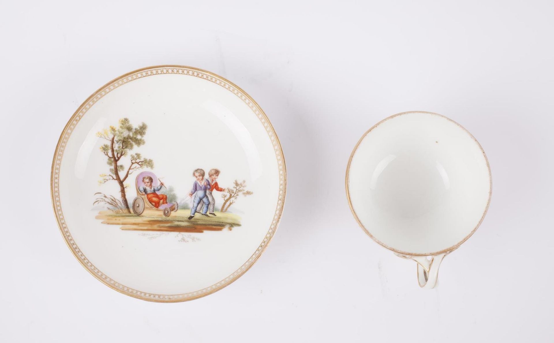 Two tea cup and saucer sets "A child's play". Popov. Moscow. 1850s. Porcelain, gilding, painting. - Bild 4 aus 8