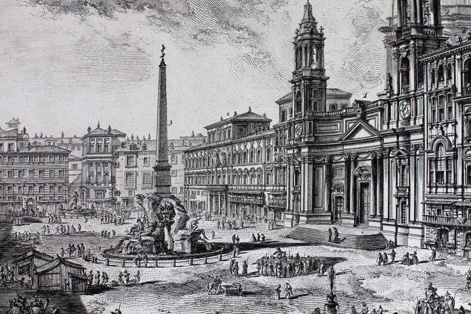 Piranesi, G.B. Veduta di Piazza Navona, Roma. Mid XVIII century. Engraving on copper, Laid - Image 2 of 3