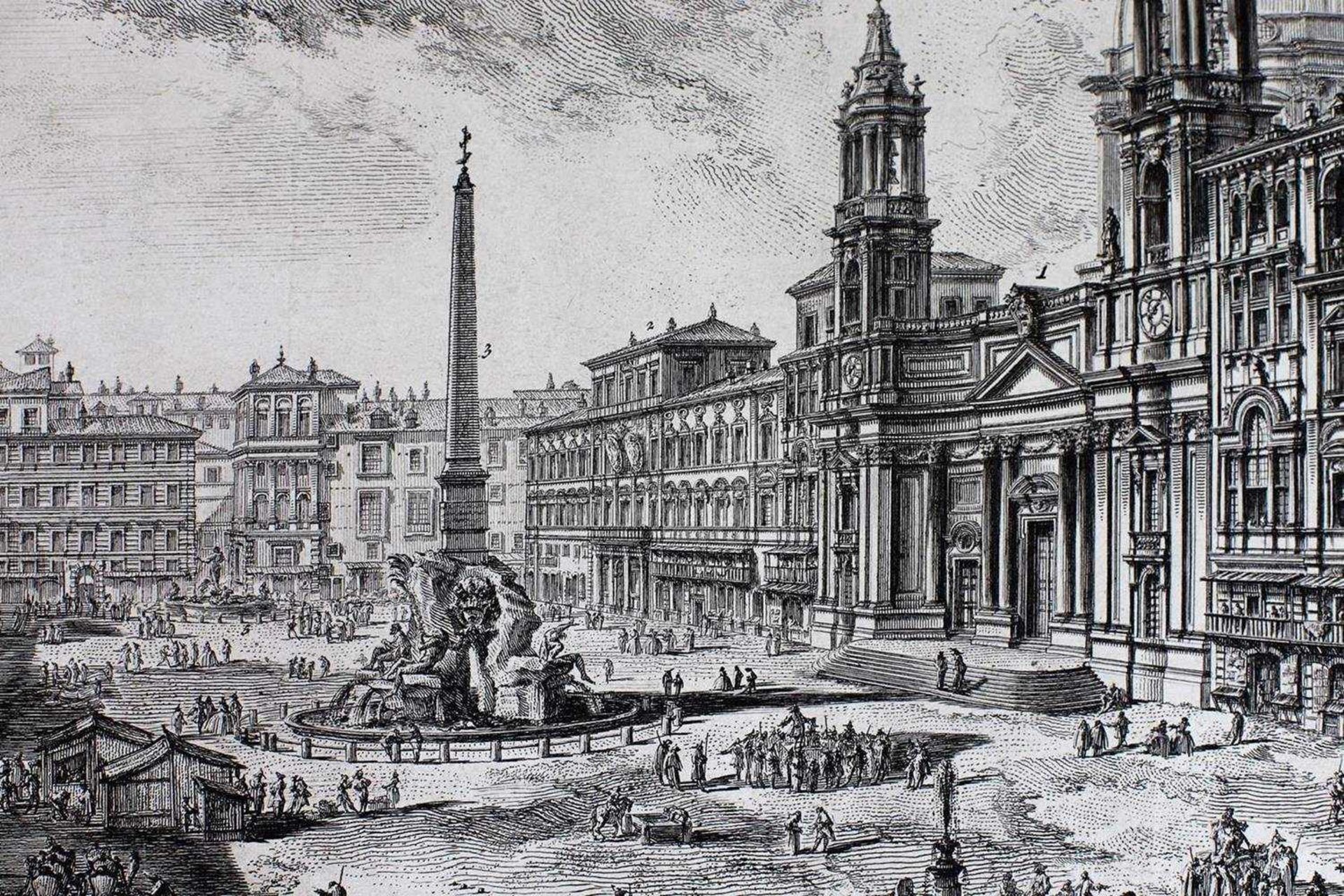 Piranesi, G.B. Veduta di Piazza Navona, Roma. Mid XVIII century. Engraving on copper, Laid - Bild 2 aus 3