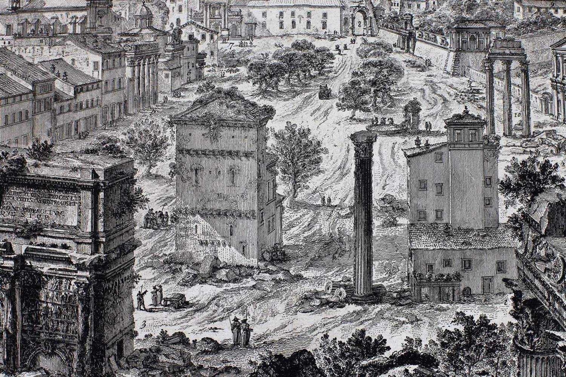 Piranesi, G.B. Veduta di Campo Vaccino, Roma. Mid XVIII century. Engraving on copper, Laid - Bild 2 aus 3