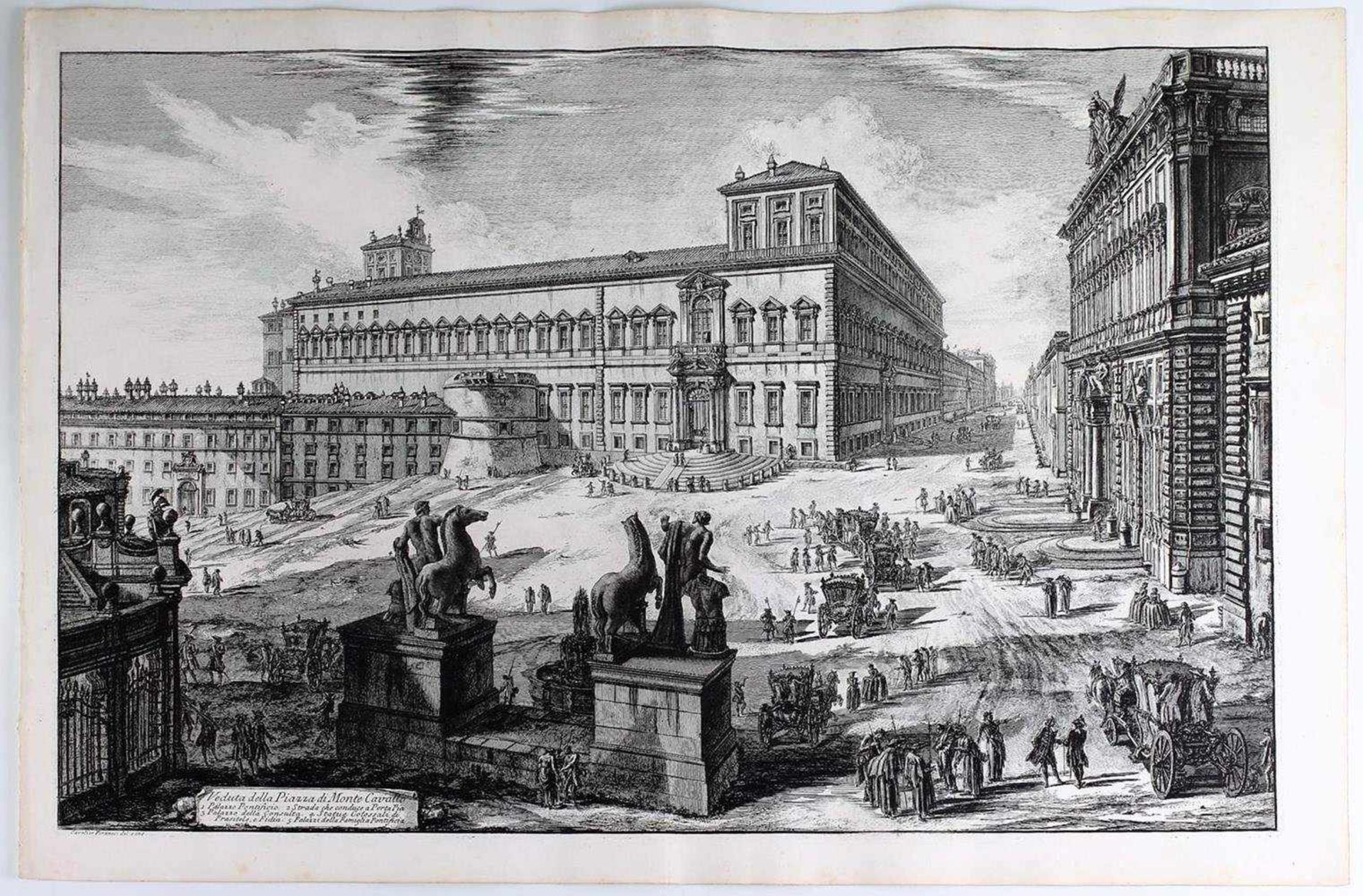 Piranesi, G.B. Veduta della Piazza di Monte Cavallo, Roma. Mid XVIII century. Engraving on copper,