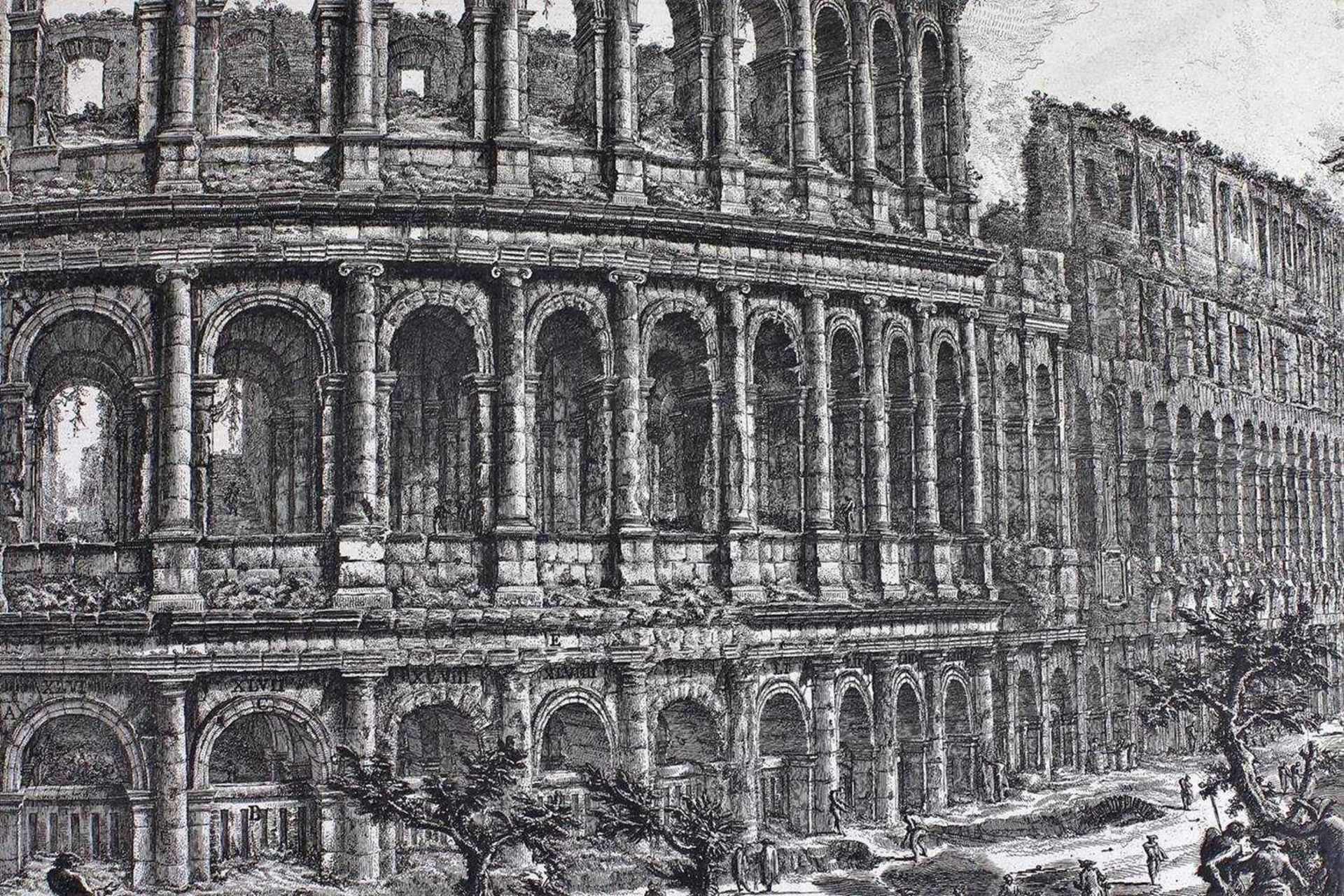 Piranesi, Veduta dell Anfitiatro Flavio, detto il Coloseo, Roma. Mid XVIII century. Engraving on - Image 3 of 4